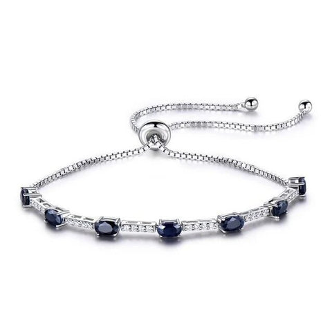 Simulated Pronged Crystal Box Chain Sterling Silver Bracelet