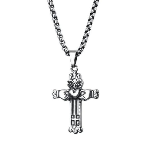 Vintage Claddagh Cross 316L Stainless Steel Necklace