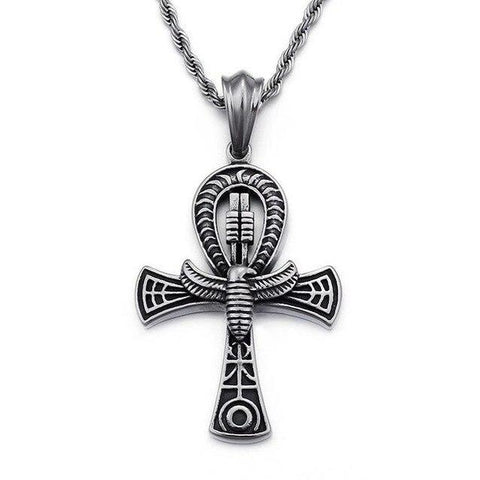 Egyptian Eagle Ankh Stainless Steel Necklace