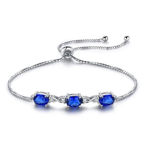 Three Stone Colored Crystal Infinity Box Chain Bracelet 