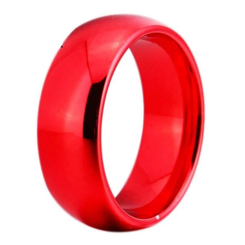 8mm Red Dome Tungsten Carbide Ring