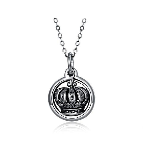 Sterling Silver Crown Charm Pendant Necklace