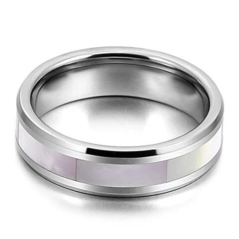 Tungsten with Abalone Shell Ring for Men and Women