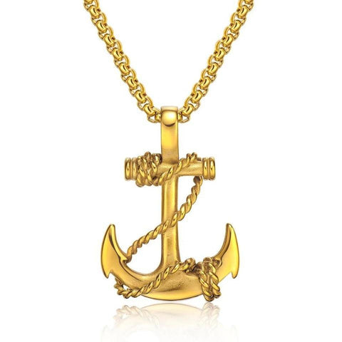 22-Inch Plated Rope Anchor Stainless Anchor Necklace