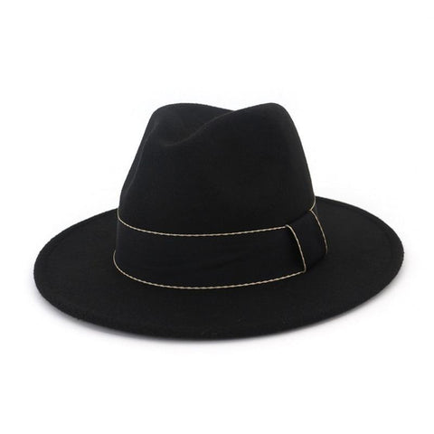 Jazzy Wide Ribbon Hatband Wool Center Dent Hat (12 Available Color)