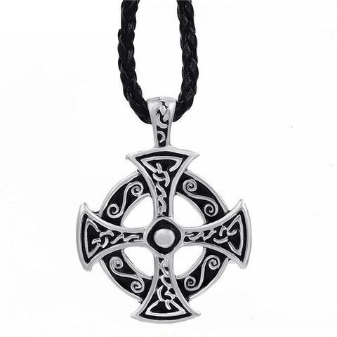 Celtic Knot Romanesque Cross Pewter Necklace