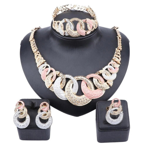 4PC Interlinked Circles Statement Jewelry Collection