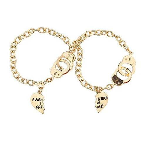 Symbolic Friendship Chain Handcuff Gold Plated Bracelet 