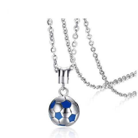 Two-Tone Football Sterling Silver Necklace