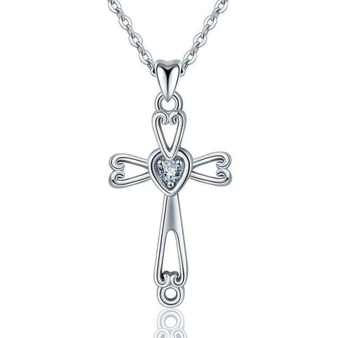 Curly Heart-Cut Zirconia Sterling Silver Necklace