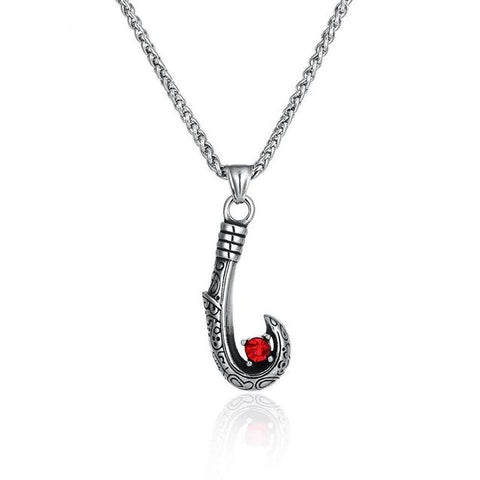 Red Crystal Tribal Pattern Fishhook Necklace