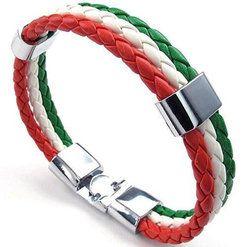 Red White & Blue Leather Bangle Bracelet 