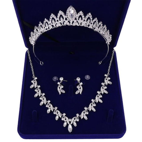 Peacock Feather Pavilion Stainless Bridal Tiara Set