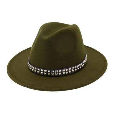 Studded Black Hatband Cotton Fedora Hat (9 Available Colors)