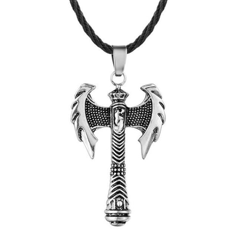 Dragon Serrated Viking Battle Ax Necklace