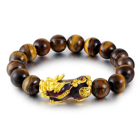 Protective Good Fortune Bixie Wood Bead Bracelet