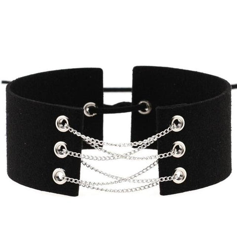 Chain Lace Velvet Leather Choker Necklace