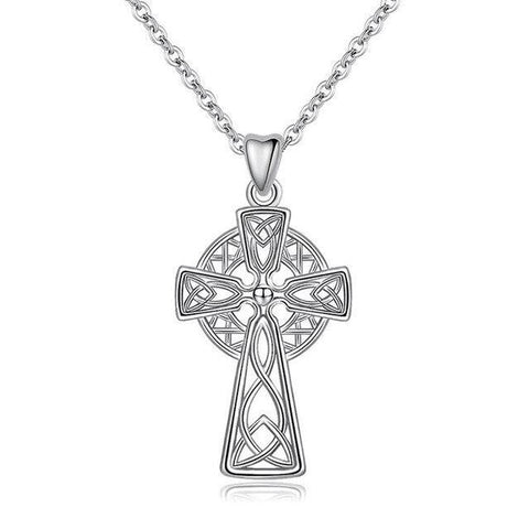 Filigree Celtic Knot Sterling Silver Cross Necklace