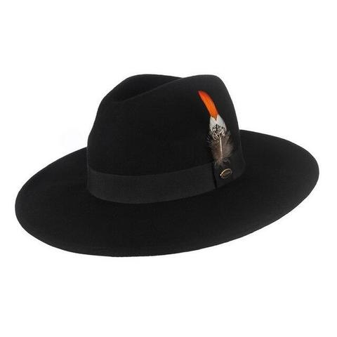 Orange Sultan Feather Black Hatband Felt Hat (3 Available Colors)