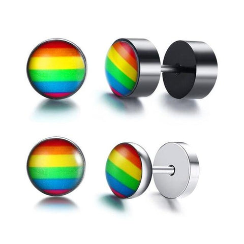 3 Sets Round Rainbow LGBTQ Stud Earring