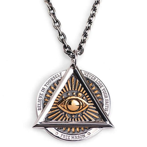 Freemason Eye of Providence Silver & Gold Necklace