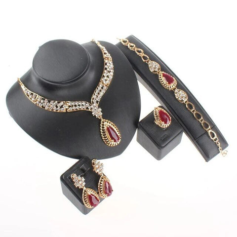 4PC Tsarina Colored Crystal Statement Jewelry Collection 