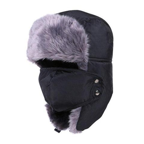 Polyester Wool Fur Trapper Hat With Mask 