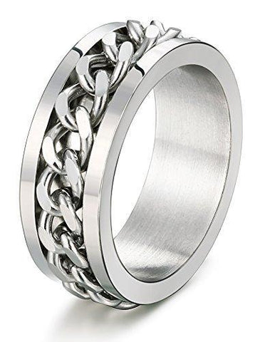 8mm Curb Chain Stainless Fashion Ring 