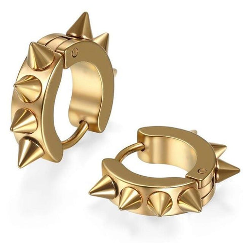 Gold Plated Punk Spike Huggie Stainless Earring
