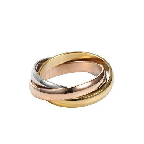 Interlinked Tri-color Women's Stainless Ring