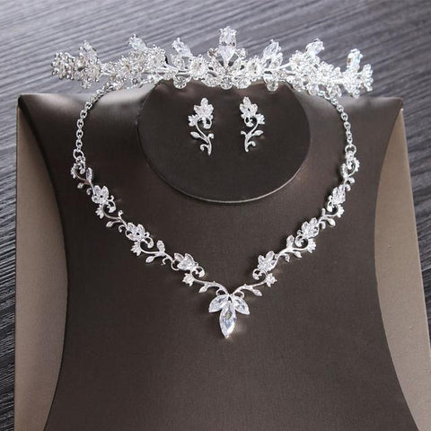 Floral Stainless Steel Wedding Tiara Set