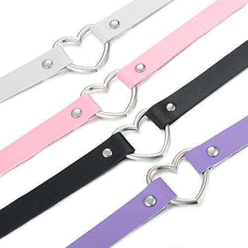 1-4 Pcs Womens Mens Leather Necklace Choker Necklace Heart Punk Goth Emo Style Adjustable Cheap-Rings Stainless Steel Necklace
