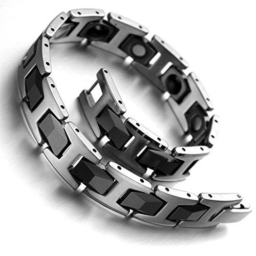 Tungsten Magnetic Hematite Men Bracelet black & silver 8