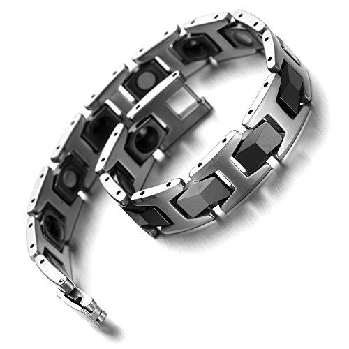 Tungsten Magnetic Hematite Men Bracelet black & silver 8