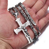 Stainless Steel Two-Tone Crucifixion Necklace Byzantine Chain - InnovatoDesign