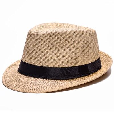 Solid Color Straw Trilby Hat with Black Hatband - Innovato Design