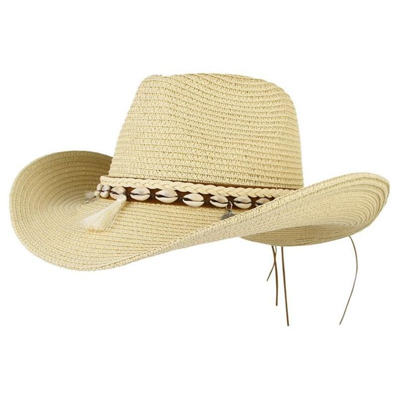 Tasseled Sea Shell Summer Cowboy Hat with Charms - Innovato Design