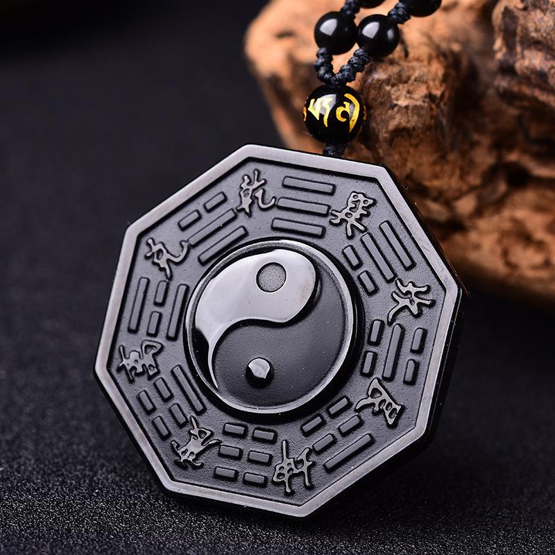 Black Obsidian Yin Yang Crystal Stone Necklace Innovato Design