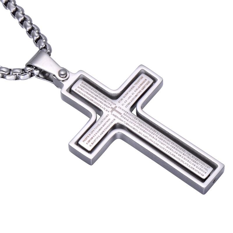Two Tone Stainless Steel Cross Christian Pendant Necklace - Innovato Design