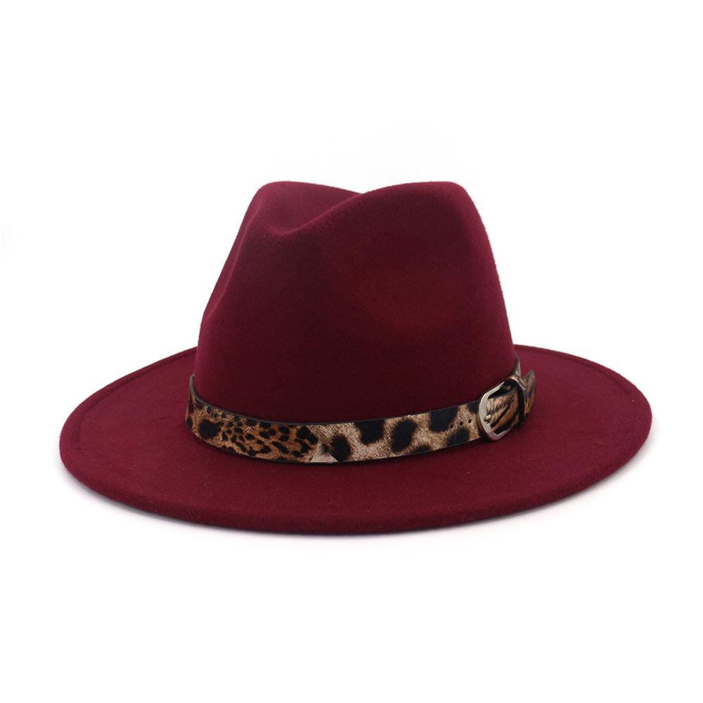 Jazzy Wool Fedora Hat with Leopard Print Belt Band - Innovato Design