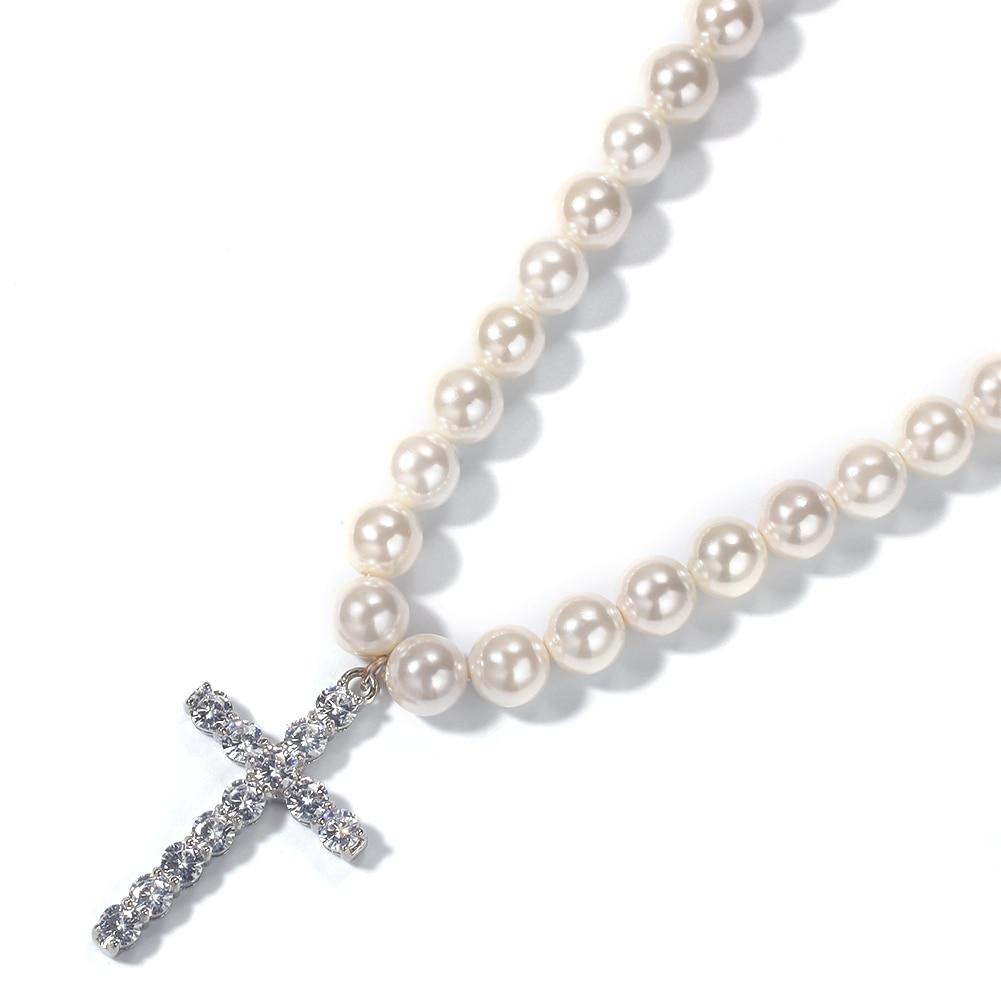 Pearl Necklace with Cubic Zirconia 