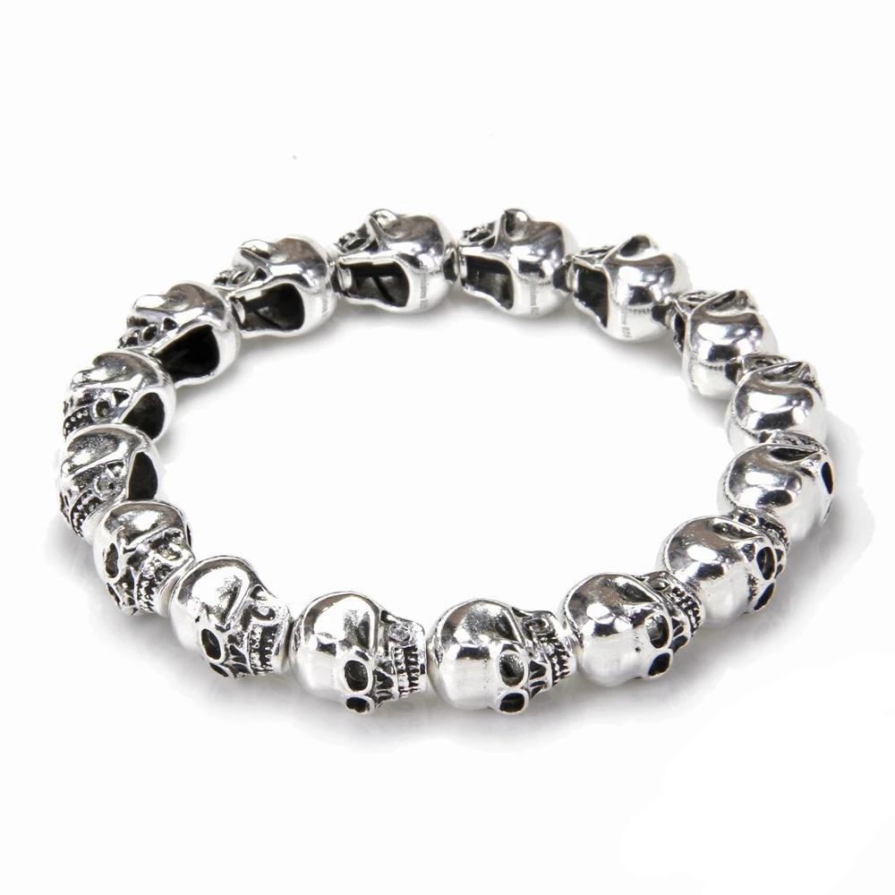 925 Sterling Silver Skull Beads Bracelet - Innovato Design