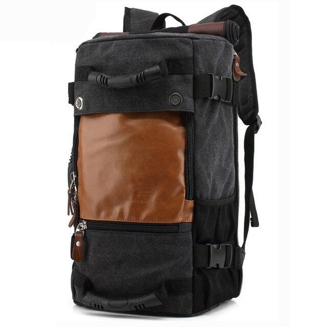 Two Tone Casual Canvas Leather 20 to 35 Litre Backpack - Innovato Design