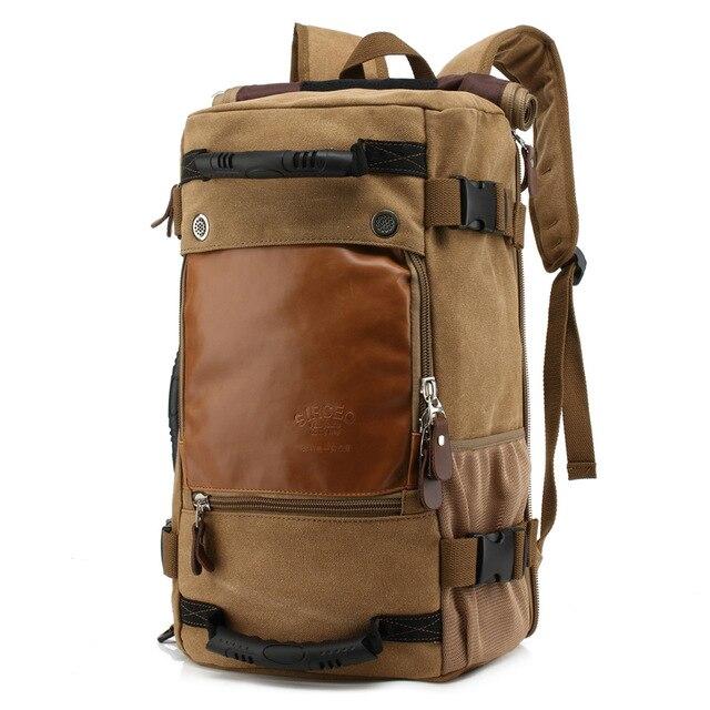 Two Tone Casual Canvas Leather 20 to 35 Litre Backpack - Innovato Design