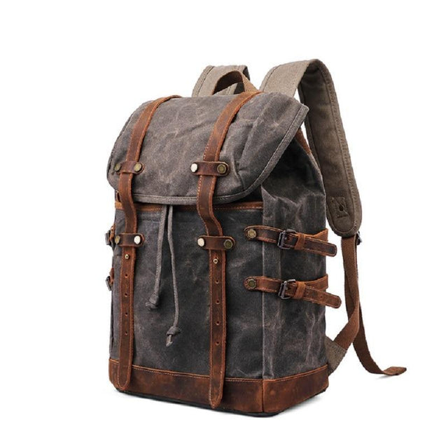 Canvas Leather Waterproof Student Backpack 20 to 35 Litre - Innovato Design