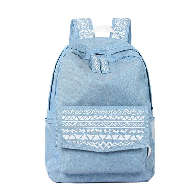 Blue Nylon Denim School Backpack for Teenage Girls - Innovato Design