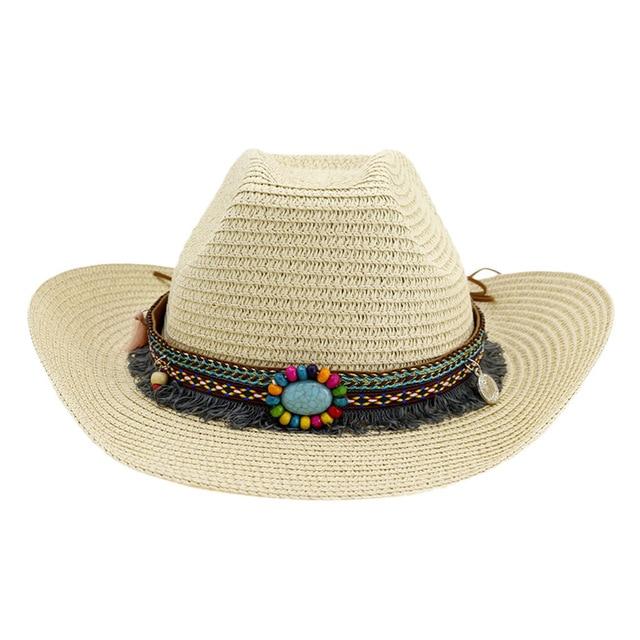 Woven Cattleman Cowboy Hat with Patterned Beaded Band - Innovato Design
