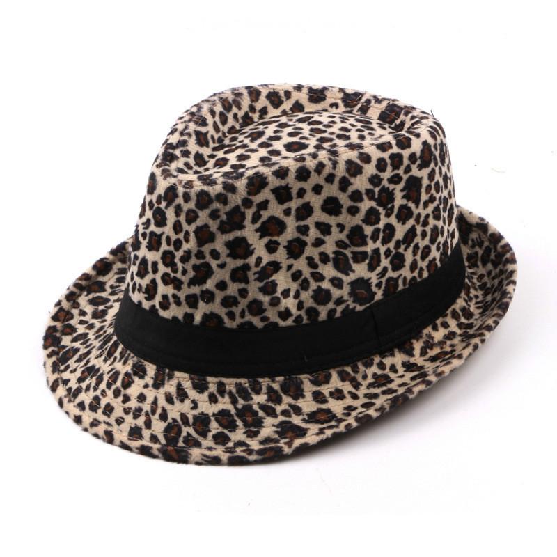 Leopard Printed Fedora Trilby Hat with Black Belt Hatband - Innovato Design