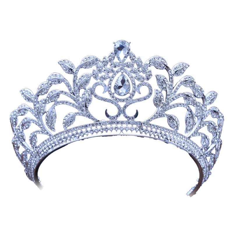 Luxury Baroque Leaf Crown for Women with Clear Zircon - Innovato Design