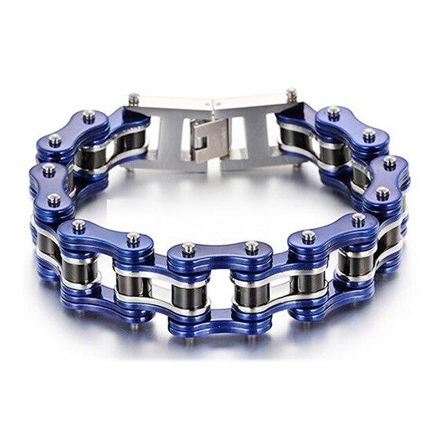 Two Tone Black Stainless Steel Biker Chain Bracelet - Innovato Design